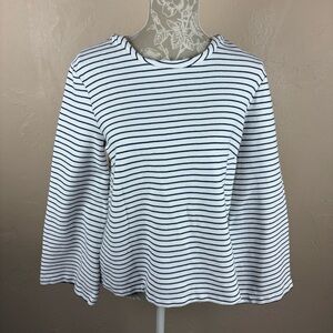 Banana Republic Blue White Striped Sweater Top With Bow Back Boxy Women’s Medium